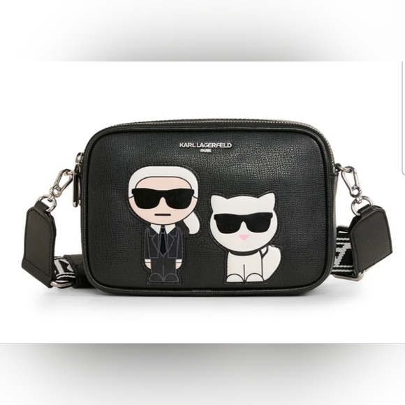 ✨️KARL LAGERFELD✨️ PARIS 🕶 MAYBELLE ROUND HEAD DUO CAMERA CROSSBODY BAG NWT - Picture 1 of 12